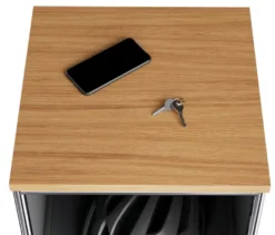 Schmale Kommode Metall »CN3« mit Holzplatte und 2 Klappenfächern, grau