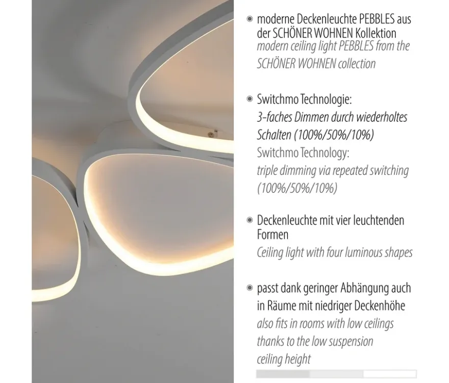 SCHÖNER WOHNEN-Kollektion Deckenleuchte »Pebbles«, lang