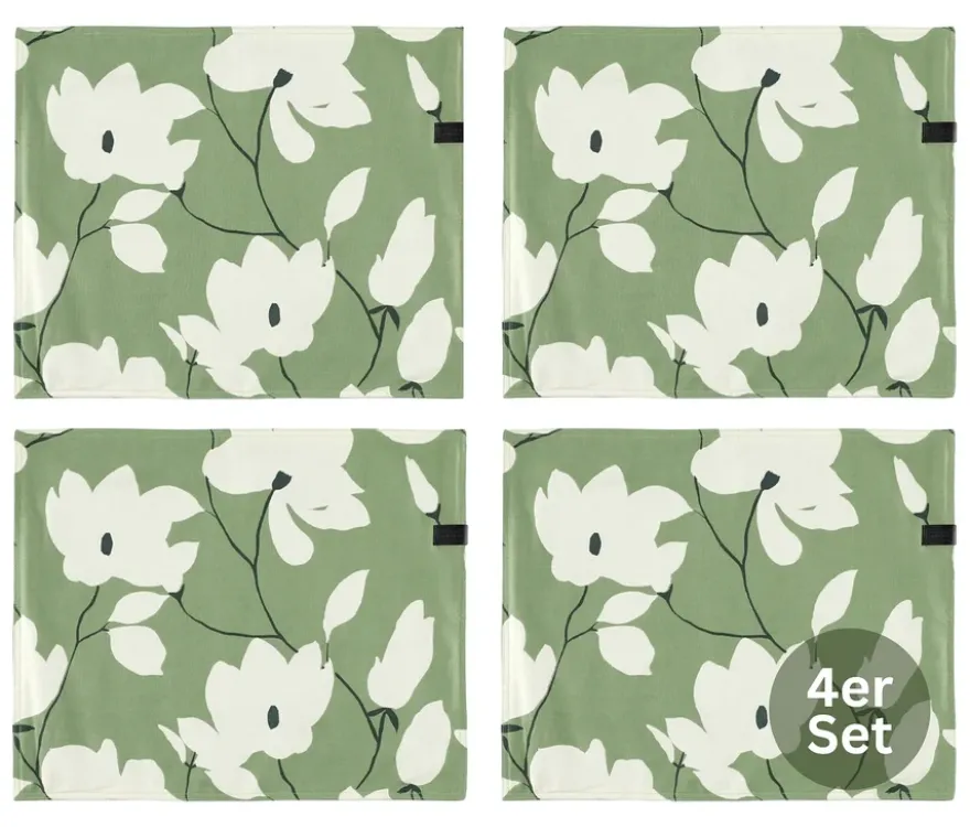 SCHÖNER WOHNEN - Kollektion 4er-Tischset, khaki-floral