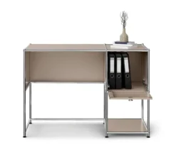 Schreibtisch Metall »CN3« mit Klappenfach, taupe