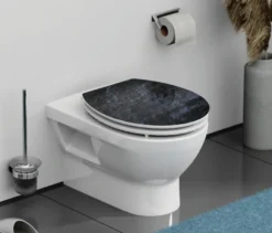 Schütte MDF High-Gloss WC-Sitz mit Absenkautomatik »Black Stone«