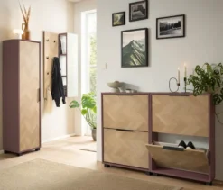 Schuhkipper »Piazza«, 2 Klappen, mauve und Fischgräten-Dekor