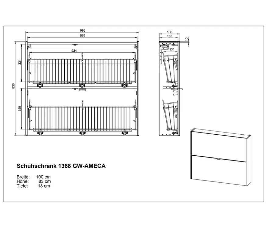 Schuhschrank »Ameca«, graphit