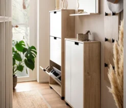 Schuhschrank »Emmik«, weißeiche-matt-weiß, klein