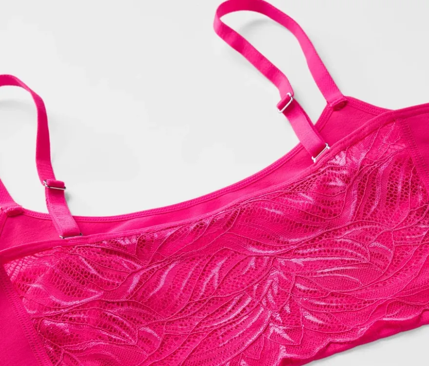 Seamless-Bustier mit Spitze, fuchsia