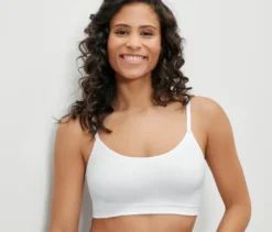 Seamless-Bustier mit Spitze, weiß