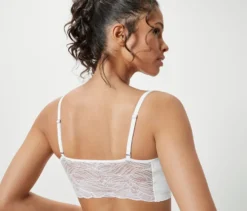 Seamless-Bustier mit Spitze, weiß