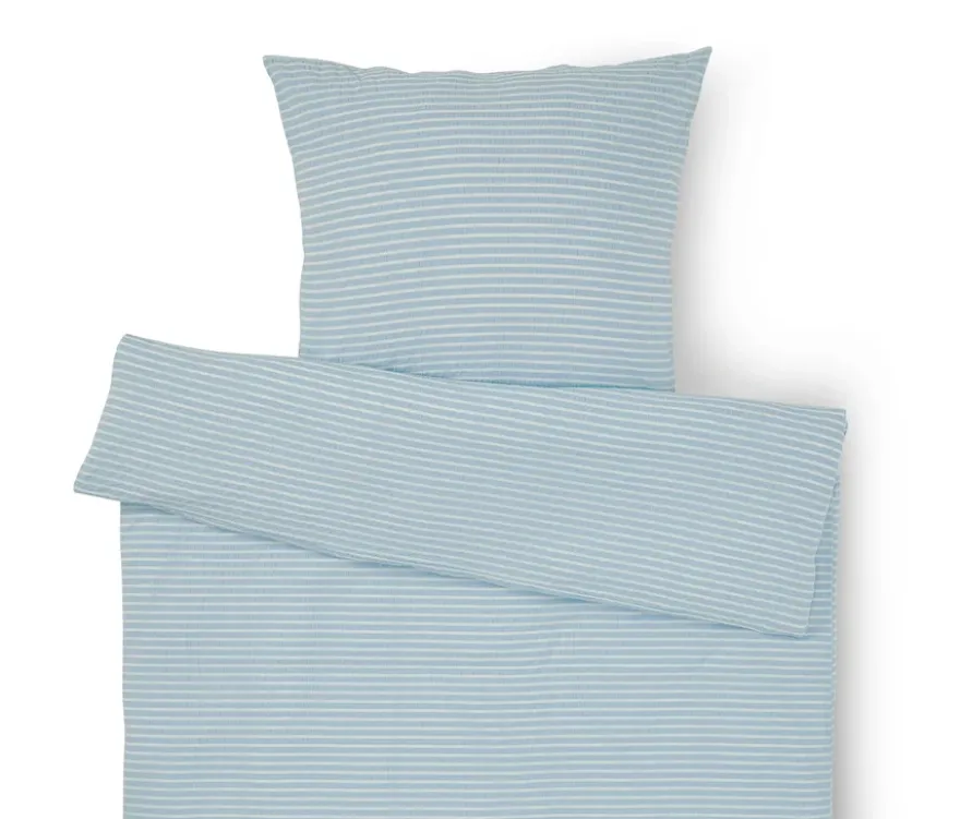 Seersucker-Bettwäsche, Normalgröße, blau