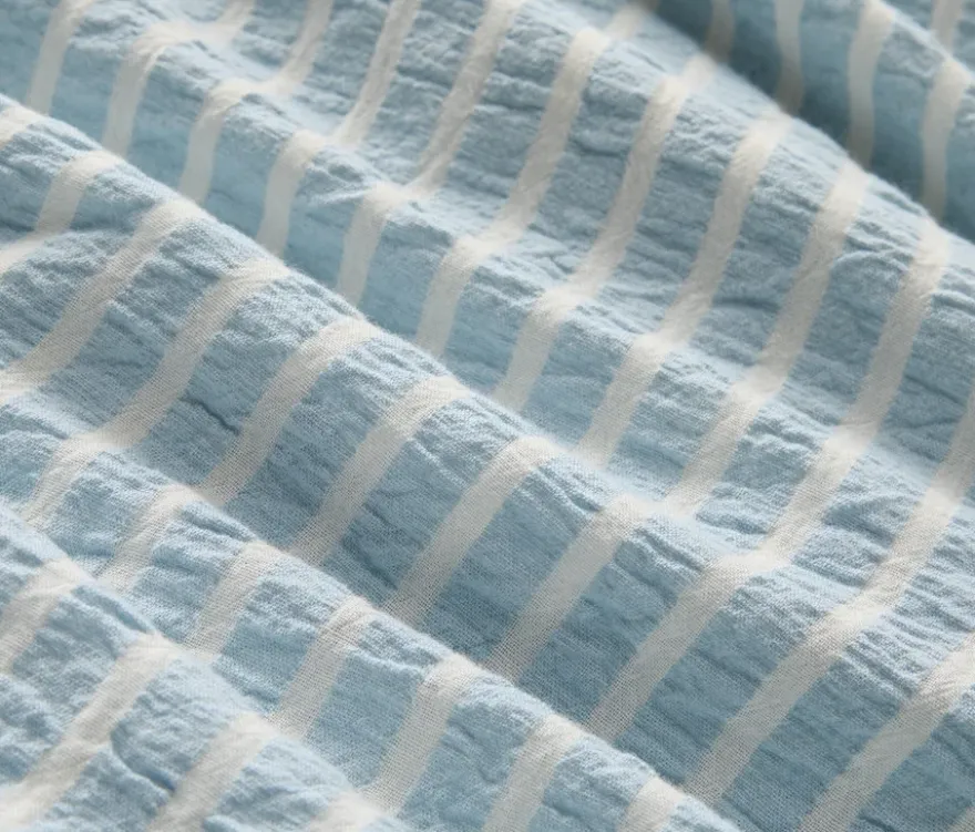 Seersucker-Bettwäsche, Normalgröße, blau