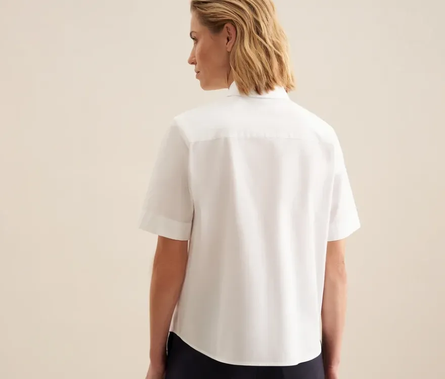 Seidensticker Kurzarm-Bluse, weiß
