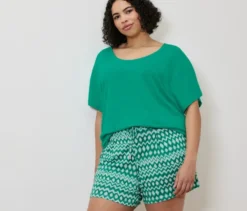 Shirt aus Leinenmix, aqua