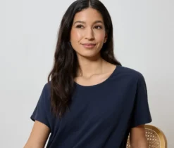 Shirt aus Leinenmix, dunkelblau
