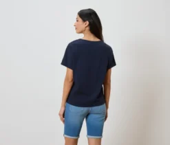 Shirt aus Leinenmix, dunkelblau