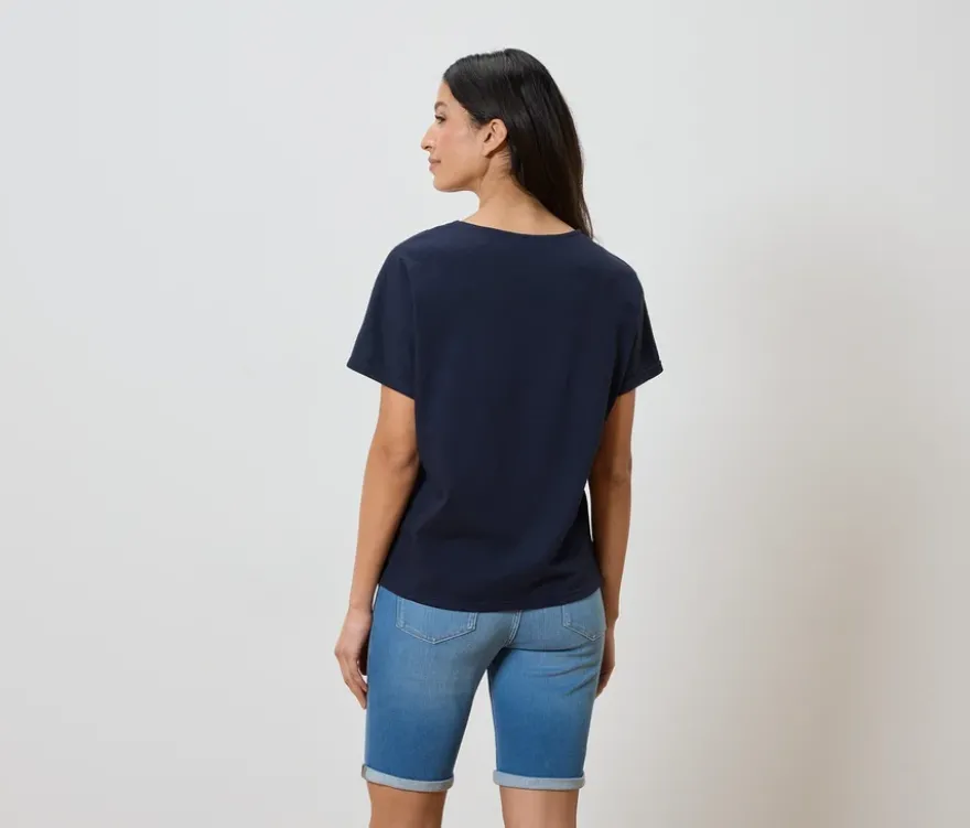Shirt aus Leinenmix, dunkelblau