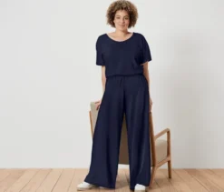 Shirt aus Leinenmix, dunkelblau
