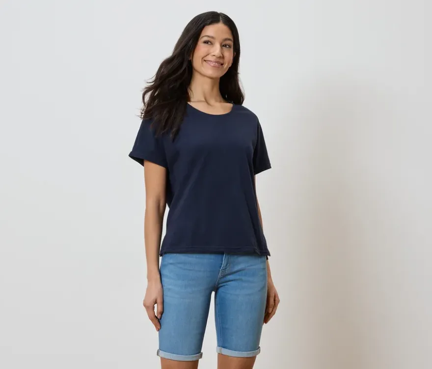 Shirt aus Leinenmix, dunkelblau