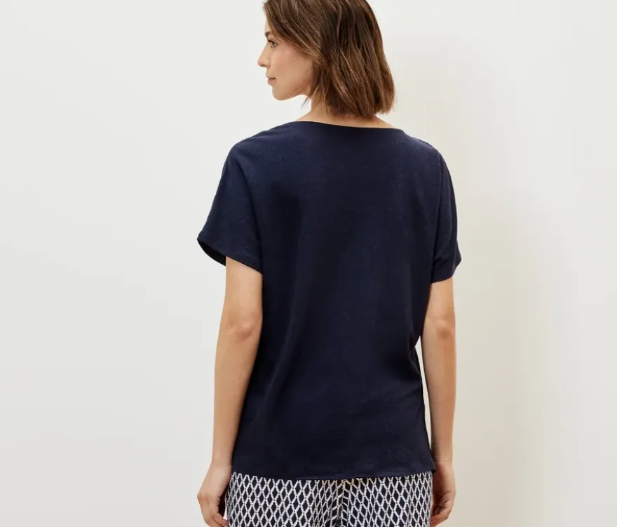Shirt aus Leinenmix, navy