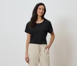 Shirt aus Leinenmix, schwarz