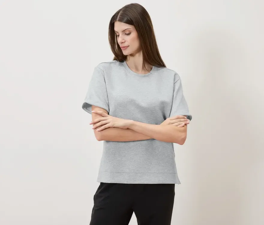 Shirt aus Modalmix, grau meliert