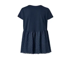Shirt im Materialmix mit Stickerei, dunkelblau