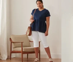 Shirt im Materialmix mit Stickerei, dunkelblau