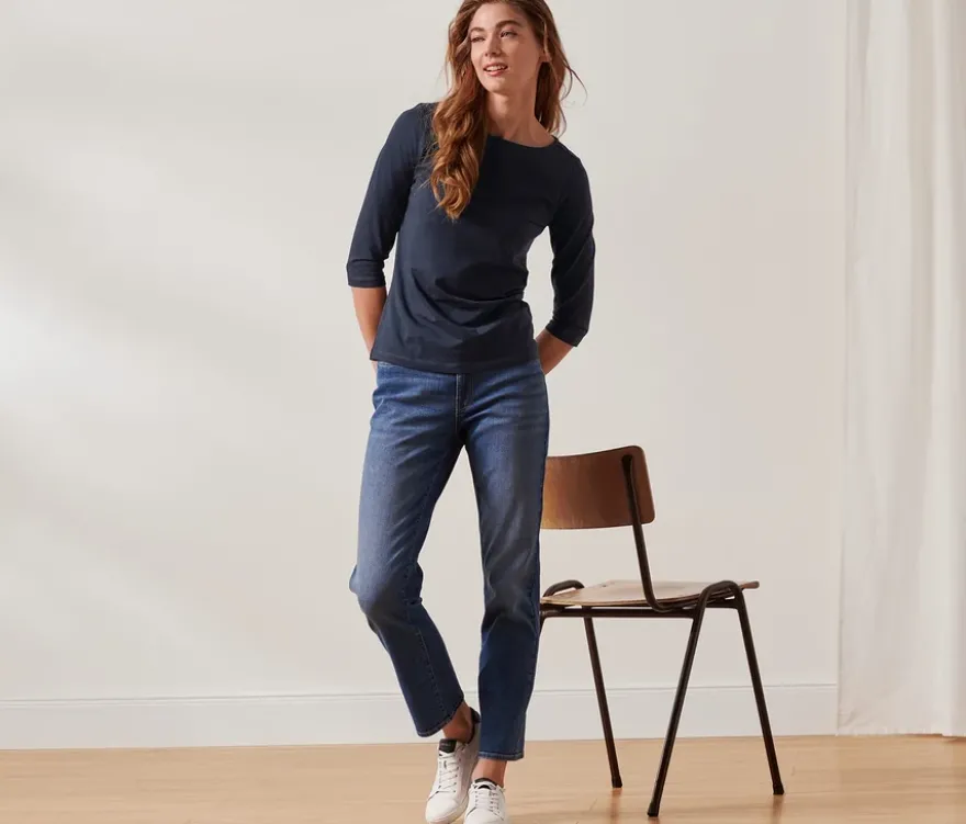 Shirt mit 3/4-Arm, dunkelblau