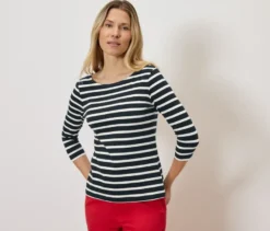 Shirt mit 3/4-Arm, dunkelblau gestreift