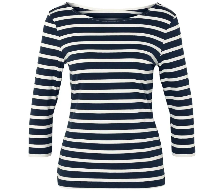 Shirt mit 3/4-Arm, dunkelblau gestreift