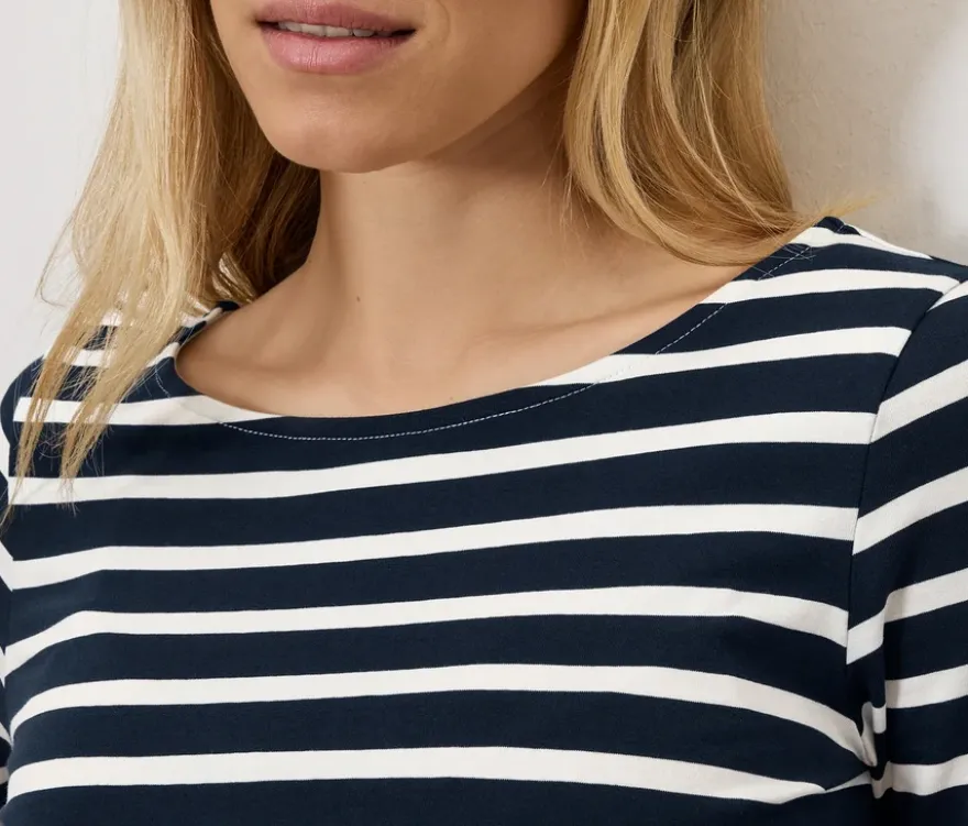 Shirt mit 3/4-Arm, dunkelblau gestreift