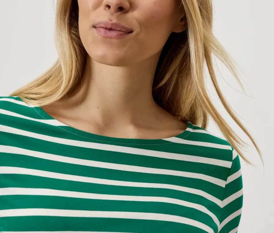Shirt mit 3/4-Arm, grün gestreift
