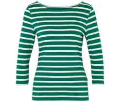 Shirt mit 3/4-Arm, grün gestreift