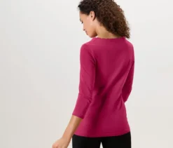 Shirt mit 3/4-Arm, himbeerrot