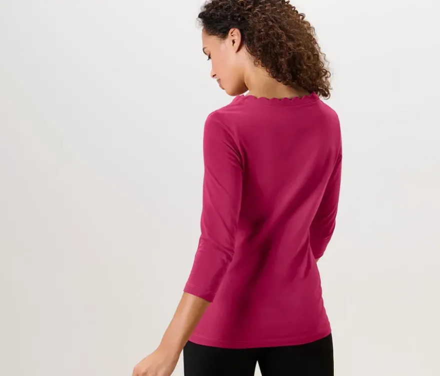 Shirt mit 3/4-Arm, himbeerrot