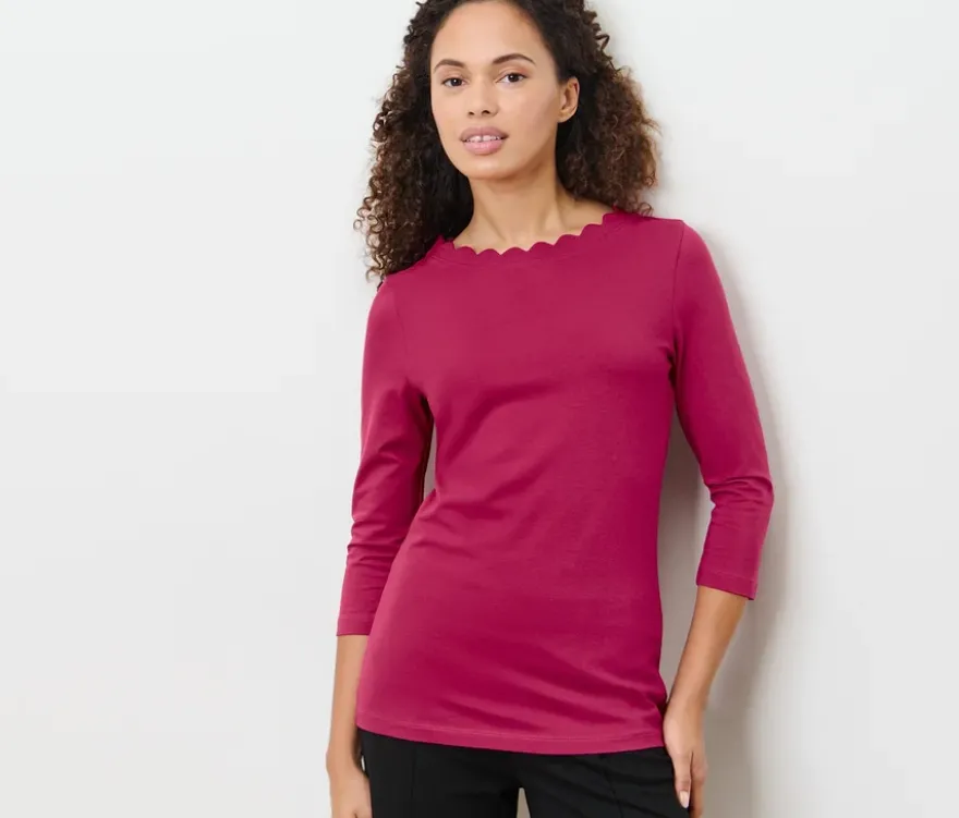 Shirt mit 3/4-Arm, himbeerrot