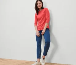 Shirt mit 3/4-Arm, koralle