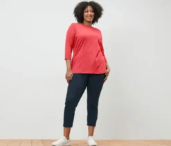 Shirt mit 3/4-Arm, koralle