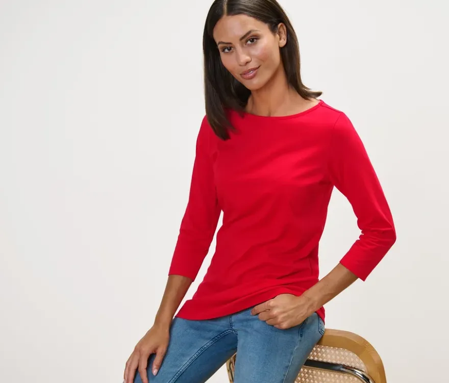 Shirt mit 3/4-Arm, rot