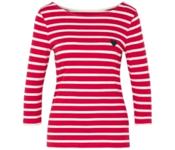 Shirt mit 3/4-Arm, rot gestreift