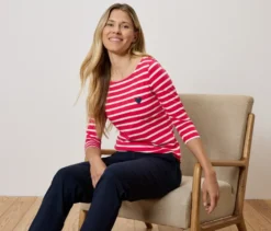 Shirt mit 3/4-Arm, rot gestreift