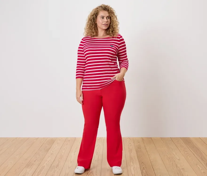 Shirt mit 3/4-Arm, rot gestreift
