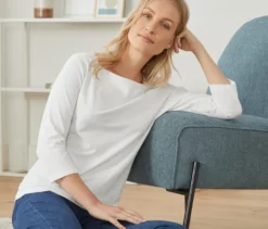 Shirt mit 3/4-Arm, weiß