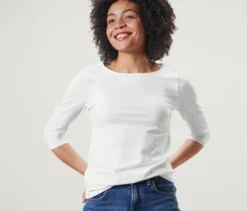 Shirt mit 3/4-Arm, weiß