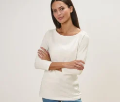 Shirt mit 3/4-Arm, weiß