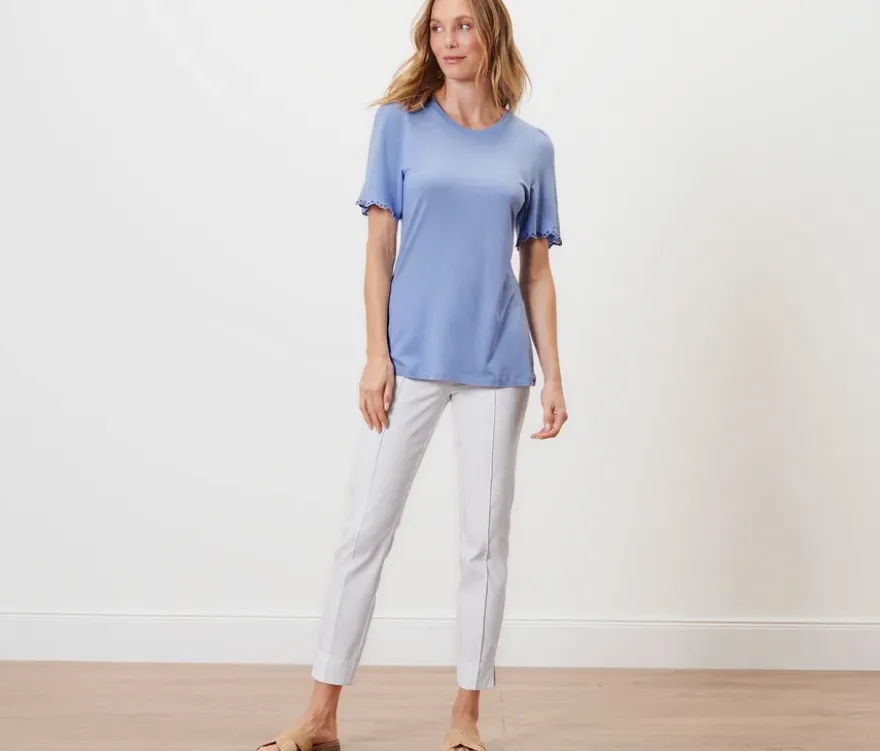 Shirt mit Raffung, hellblau