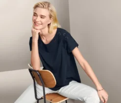Shirt mit Stickerei, dunkelblau