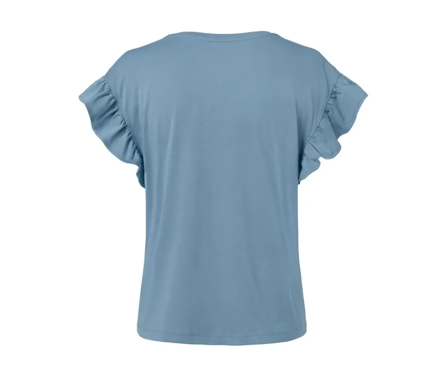 Shirt mit Volant, rauchblau