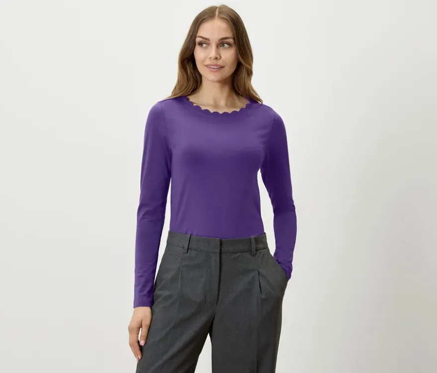 Shirt mit Wellenkante, lila