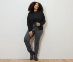 Shirt mit Wellenkante, schwarz