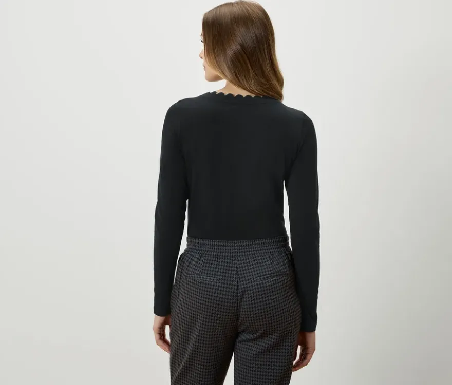Shirt mit Wellenkante, schwarz