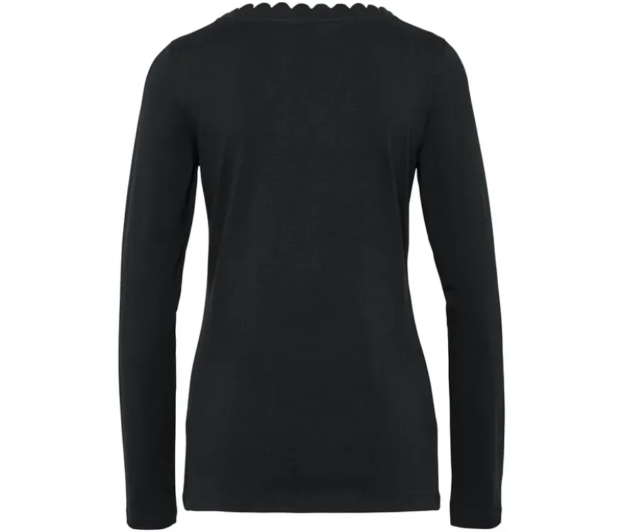 Shirt mit Wellenkante, schwarz
